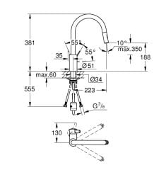 31481001-Eurocosmo Tek kumandalı eviye bataryası